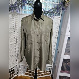 Outback Red Olive Green Silk Blouse